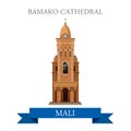 Bamako Cathedral in Mali Flat historic vector illu
