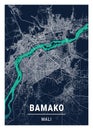 Bamako - Mali Blue Dark City Map