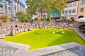 Bamberg. Colorful green fountain pond in historic town of Bamberg Royalty Free Stock Photo