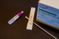 BAMBERG, GERMANY - 8.4.2021. Covid-19 antigen test Kit for a rapid covid check from Hotgen in front of black background
