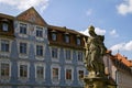 BAMBERG. GERMANY. On september 14 2019. Statue of St. Kunigunde at the bridge to the Old Townhall at the Regnitz river.