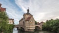 Bamberg Germany time lapse at Altes Rathaus and Linker Regnitzarm River