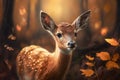 A Bambi in a Forest in Autumn ,Wildlife ,AI Generated