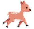 Bambi running adorable baby deer in brown color cute young animal illustration