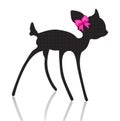 Bambi silhouette with pink bow ribbon Royalty Free Stock Photo