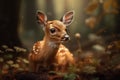 A Bambi Sitting in the Forest , AI Generated