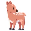 Bambi standing adorable baby deer in brown color cute young animal illustration
