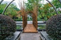 Bamboo arch-shaped pedestrian bridge in Kowloon Park, Hong Kong