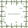 Bamboo background in the form of a window made of bamboo sticks. Frame made of bamboo lattice with an empty place for an