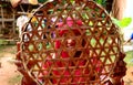 Bamboo basket craftswoman while doing his work Royalty Free Stock Photo