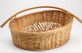 Bamboo basket, cut out on white background Royalty Free Stock Photo