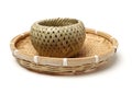 Bamboo basket hand made isolated Royalty Free Stock Photo