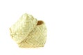 Bamboo basket hand made isolated on the white background. Woven from bamboo tray Royalty Free Stock Photo