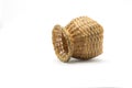 Bamboo basket hand made  Used for putting various devices isolated Royalty Free Stock Photo