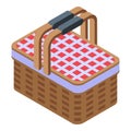 Bamboo basket icon isometric vector. Picnic basket