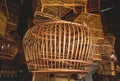 Bamboo basketry bird cage stock