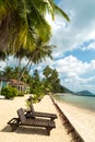 Bamboo beach chairs at resort of Koh Samui Island