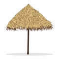 Bamboo beach umbrella isolated on white Royalty Free Stock Photo