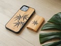Bamboo or biodegradable tech accessories like cases, stands Royalty Free Stock Photo