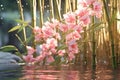 Bamboo Blossoms Pink ribbons intertwined with