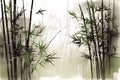 Bamboo branches watercolor painting. Generate ai