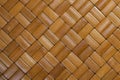 Bamboo brick mat texture. Brown tone bamboo placemat with a bricklike surface. Seamless wood pattern Royalty Free Stock Photo