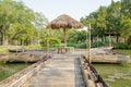 Bamboo bridge and gazebo