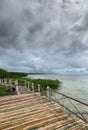 Bamboo bridge near the sea in Bantayan Island, Philippines Royalty Free Stock Photo