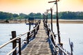 Bamboo bridge over the Ping river at Ban Tak district Royalty Free Stock Photo