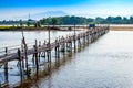 Bamboo bridge over the Ping river at Ban Tak district Royalty Free Stock Photo