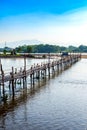 Bamboo bridge over the Ping river at Ban Tak district Royalty Free Stock Photo