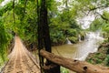 Bamboo bridge over the river in Tad Pha Souam Waterfall at Paksa. Royalty Free Stock Photo