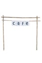 Bamboo cafe entrance on white background Royalty Free Stock Photo