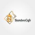 Bamboo cafe and restaurant vector logo design Royalty Free Stock Photo