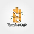Bamboo cafe and restaurant vector logo design,food icon Royalty Free Stock Photo