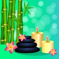 Bamboo candles Spa stones for banner leaflet brochure, poste