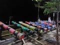 Bamboo cannons during religious celebrations