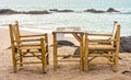 Bamboo chairs and table on Pak Weep beach