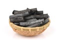 Bamboo charcoal burned in the basket.