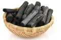 Bamboo charcoal burned in the basket. Royalty Free Stock Photo