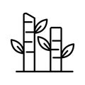 Bamboo chinese tree nature white background linear style icon