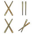 Bamboo chopsticks icons set vector color