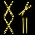 Bamboo chopsticks icons set vector neon