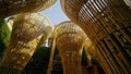 Bamboo columns in Dubai Miracle Park. UAE.