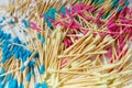 Bamboo cotton swabs buds sticks on a white background, close-up Royalty Free Stock Photo