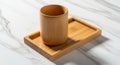 A bamboo cup and rectangular tray Royalty Free Stock Photo