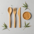 Bamboo cutlery set on a light Royalty Free Stock Photo