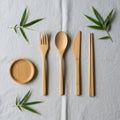 Bamboo cutlery set on a light Royalty Free Stock Photo
