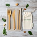 Bamboo cutlery set on a light Royalty Free Stock Photo