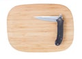 Bamboo cutting board with a knife. Royalty Free Stock Photo